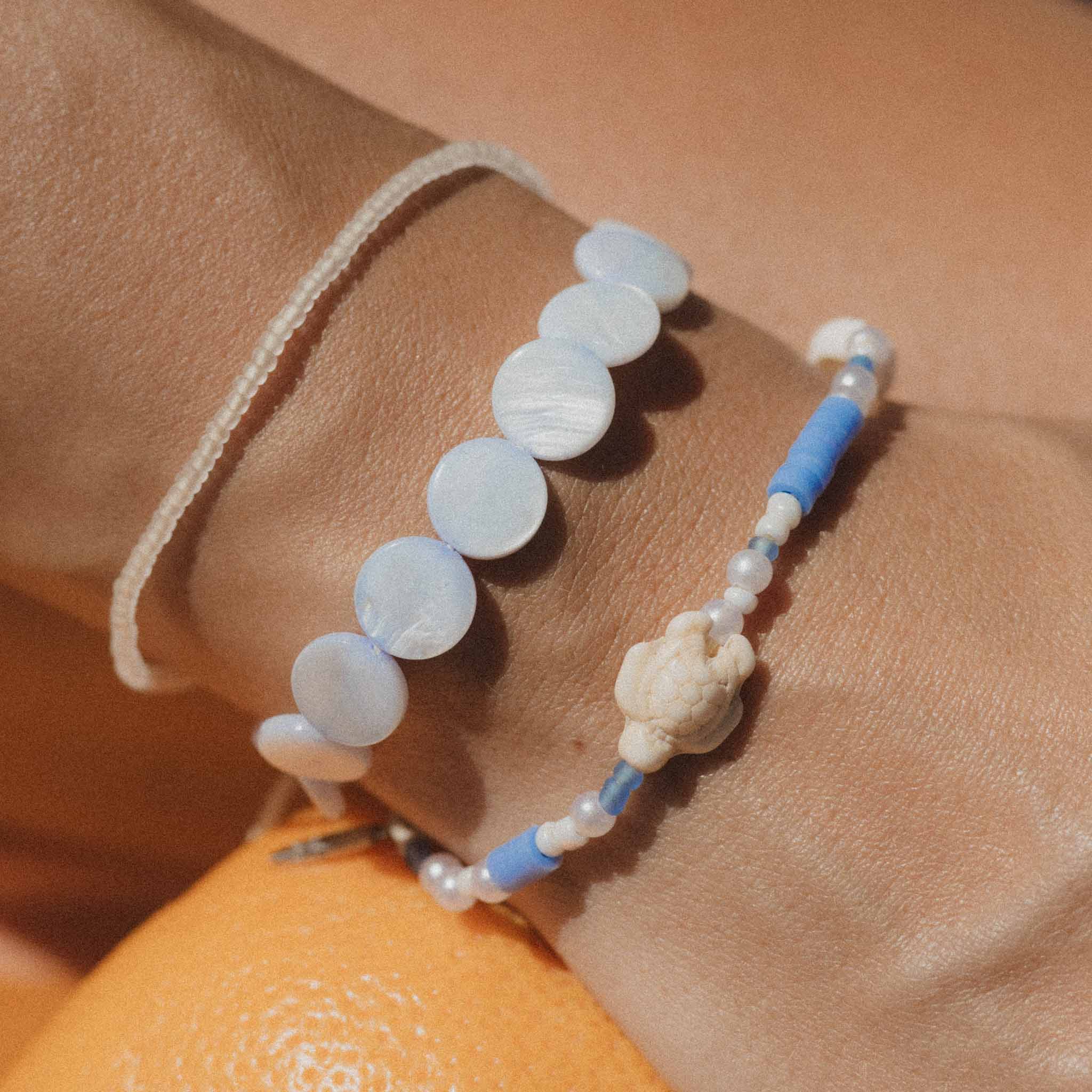 Conjunto de tres pulseras "Azul Sereno", pulseras ajustables Pineapple Island