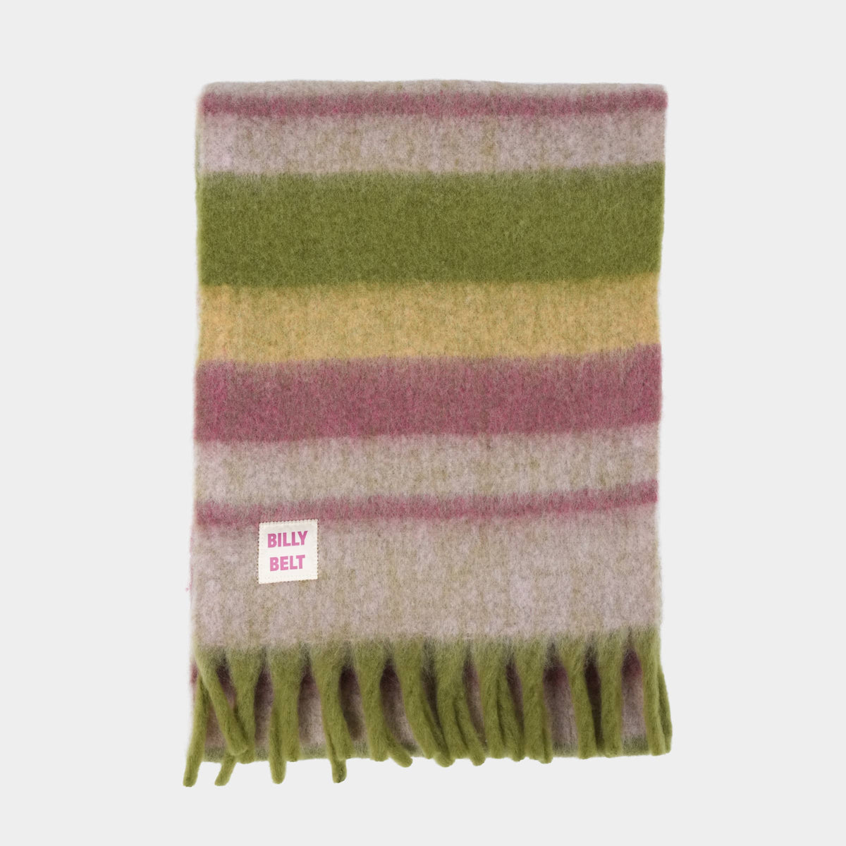Bufanda ancha de mezcla de lana - Caqui y violeta: Talla única