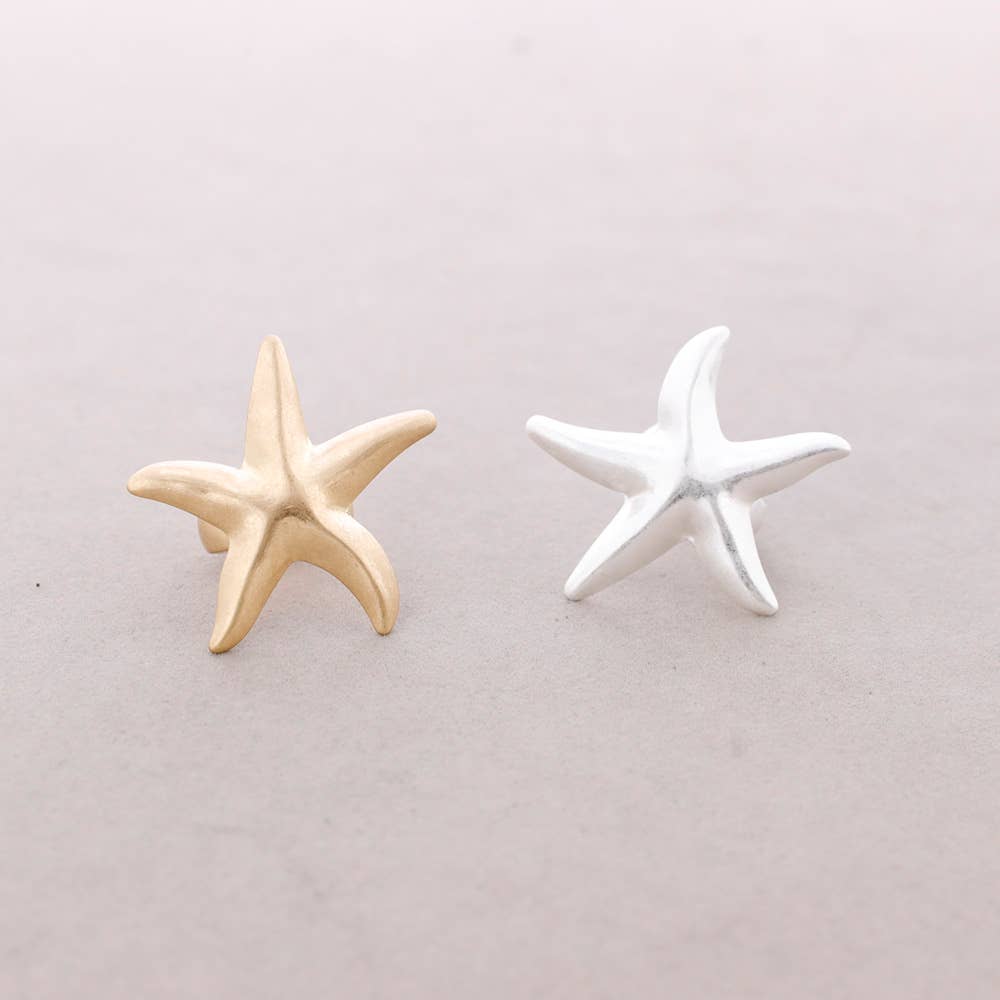 Anillo Elastico Estrella De Mar Metal: Dorado