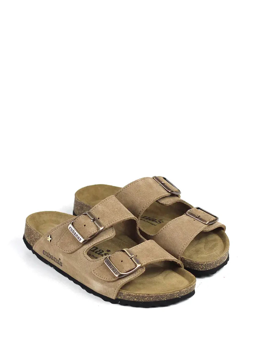 Sandalia Cubanas Amalia De Ante Beige  Para Mujer