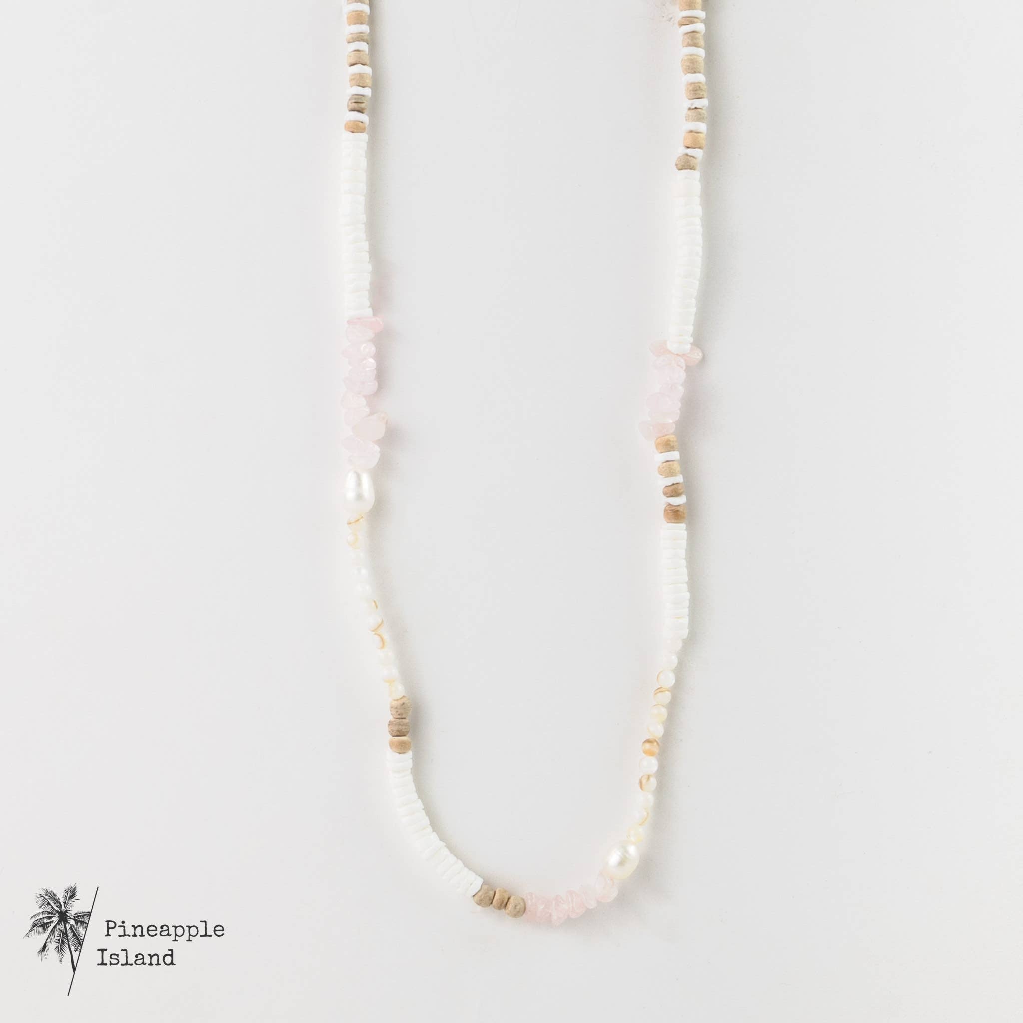 Collar de  cuentas Love is Here  Pineapple Island : Cuarzo Rosa