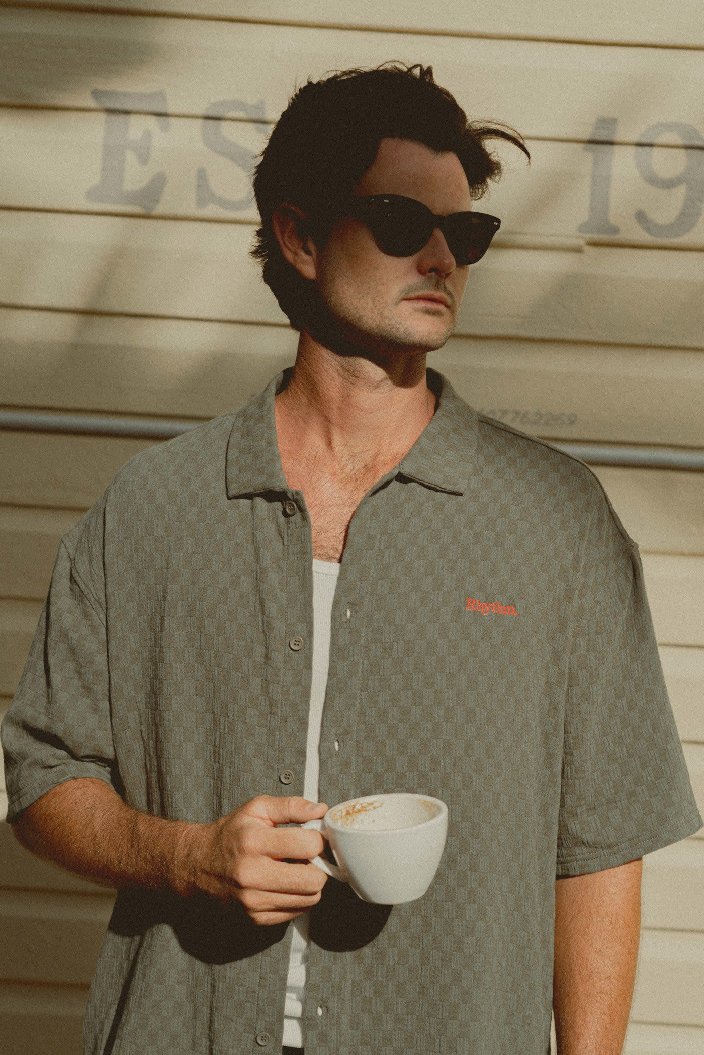 Camisa RHYTHM  Wash Check Relaxed Green Para Hombre