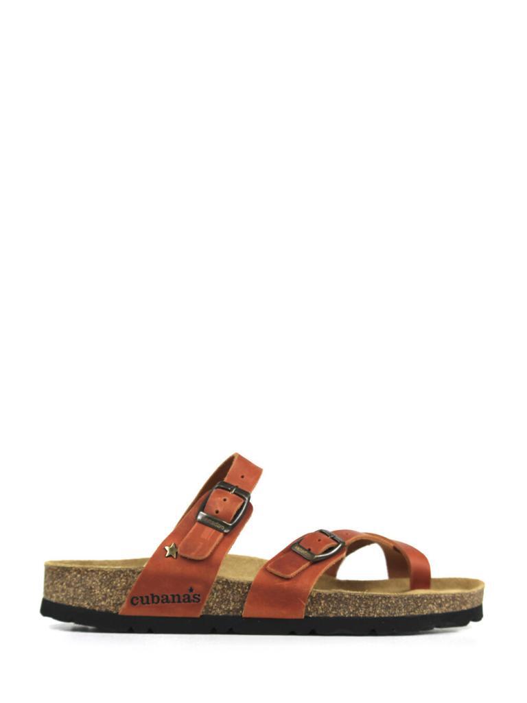 Sandalia Cubanas Nazare de Piel Naranja Para Mujer