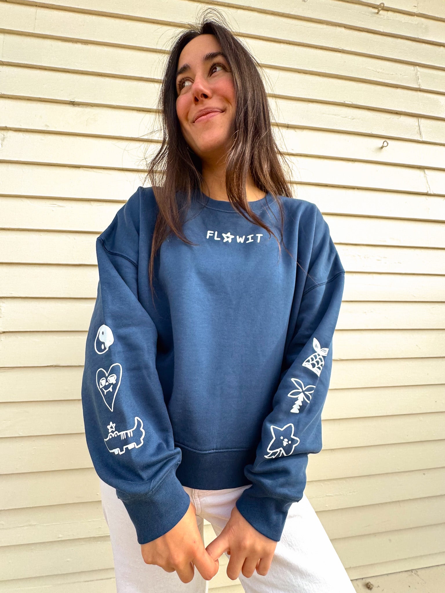 Sudadera Flowit Tattoos Azul Para Mujer
