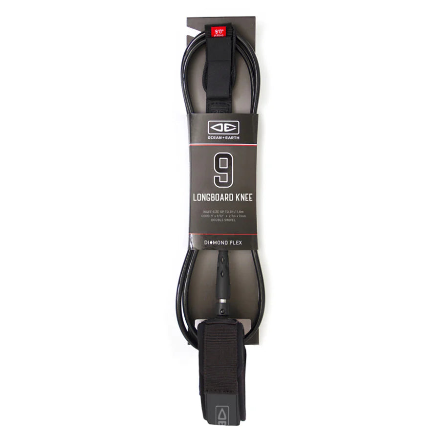 Invento/ Leash Ocean Earth Para Longboard "Rodilla" Knee Diamond Flex - 9 pies Negro