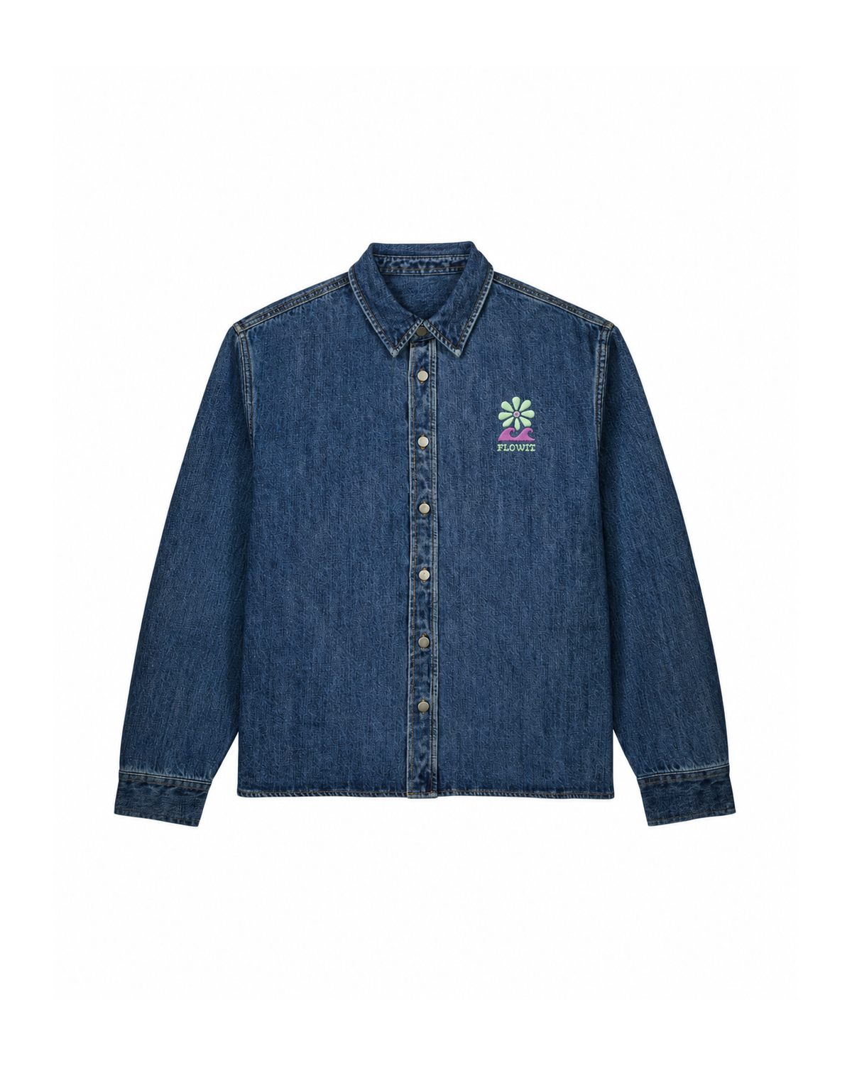 Camisa Vaquera Flowit Surfboards Nature Mid Wash Unisex