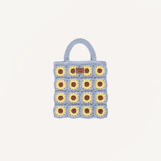 Bolso de ganchillo • limonero •flor • cesta de mimbre •