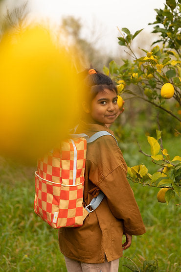Mochila Sticky Lemon Grande Cuadros Naranja Amarillo