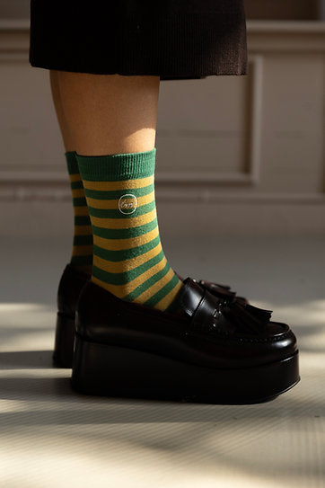 Calcetines Tinne +Mia | stripes | green moss
