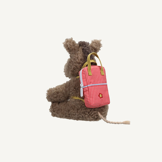 Mini Mochila De Juego • estampado de cuadros vichy con flores y rosas •