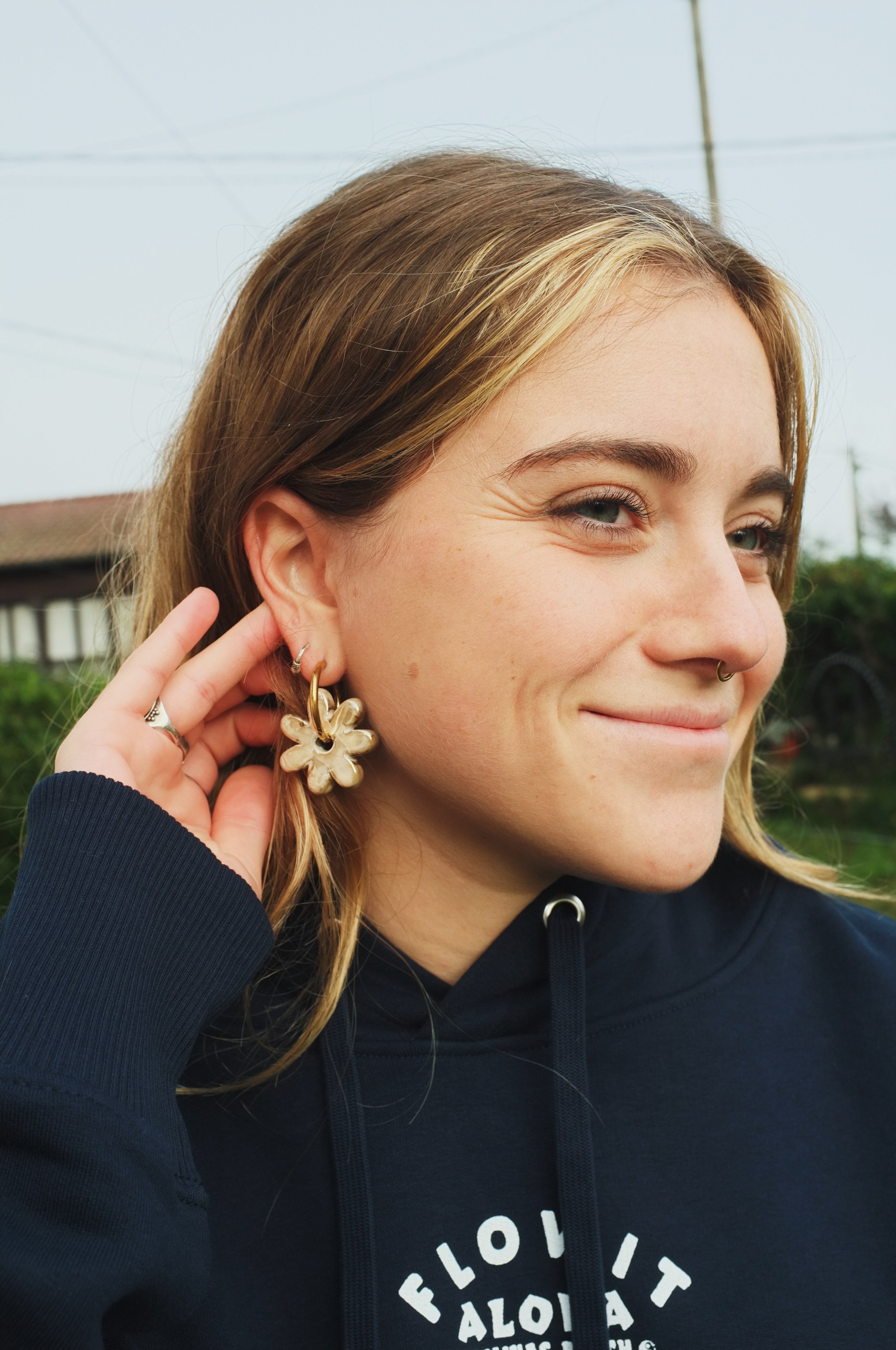 Pendientes Lokatis Big Margarita Beige