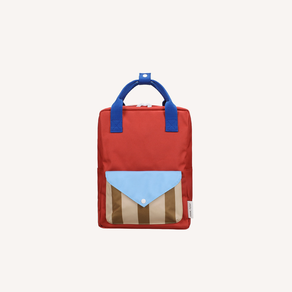 Mochila mediana • recuerdos pegajosos • sobre • rojo desteñido •