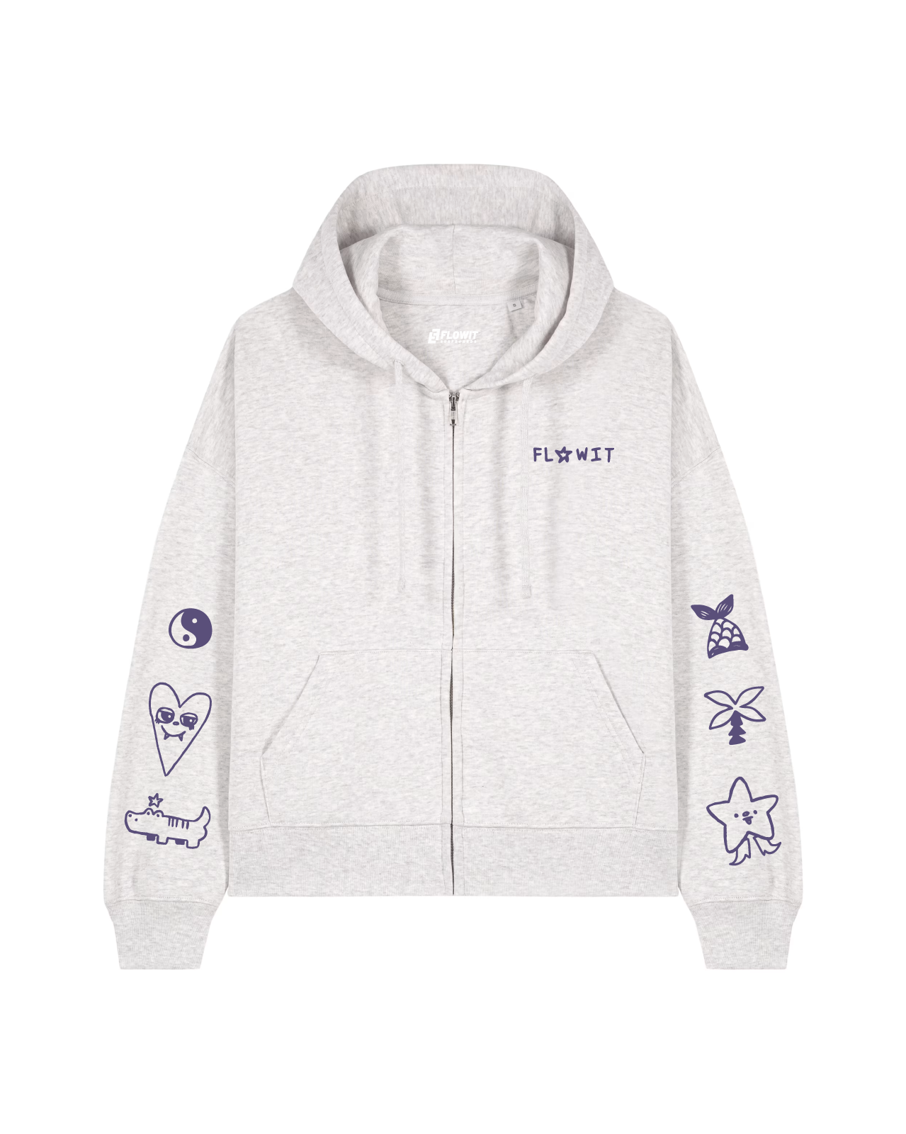 Sudadera De Cremallera  Flowit Tattos Gris Para Mujer