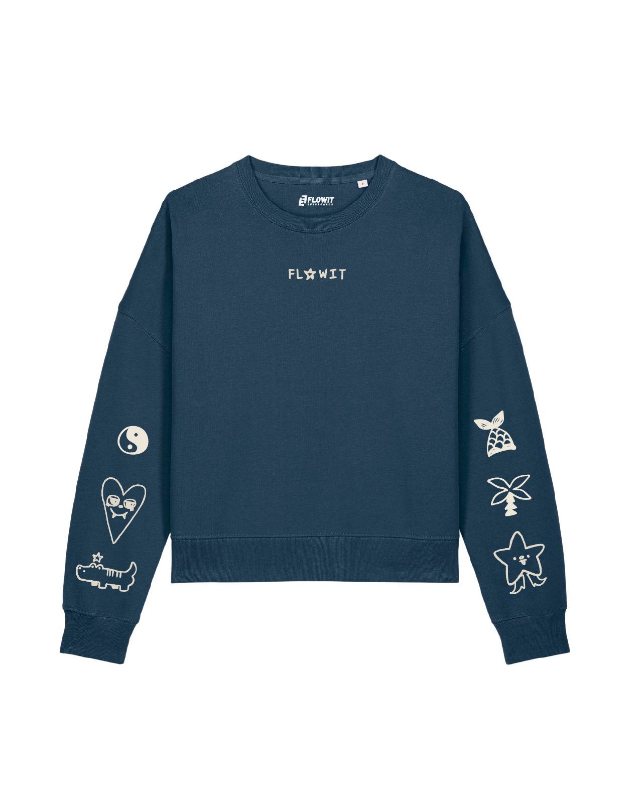 Sudadera Flowit Tattoos Azul Para Mujer