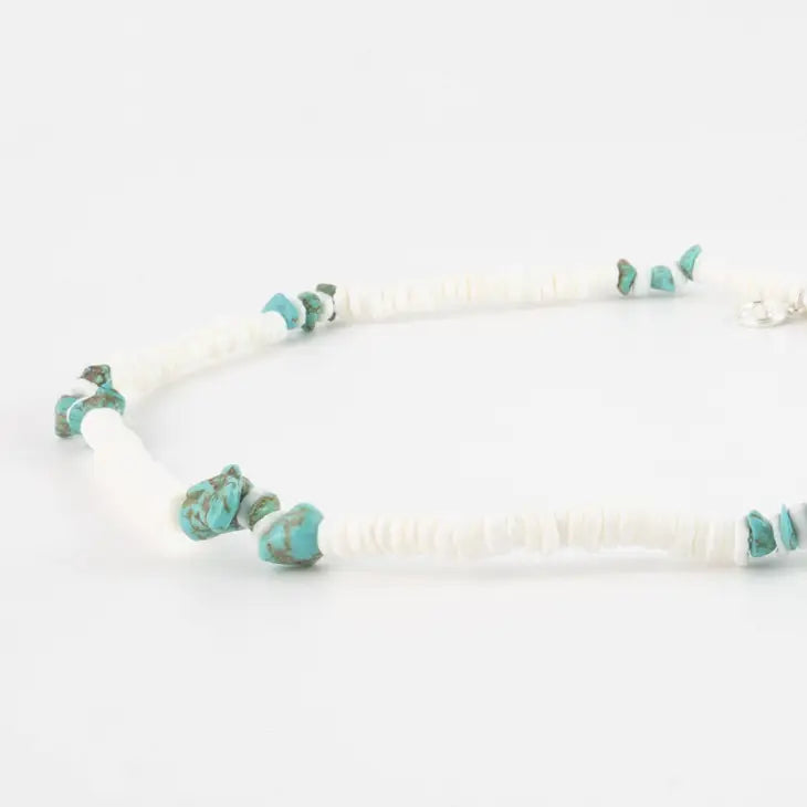 Collar De Conchas y Turquesa Elástico